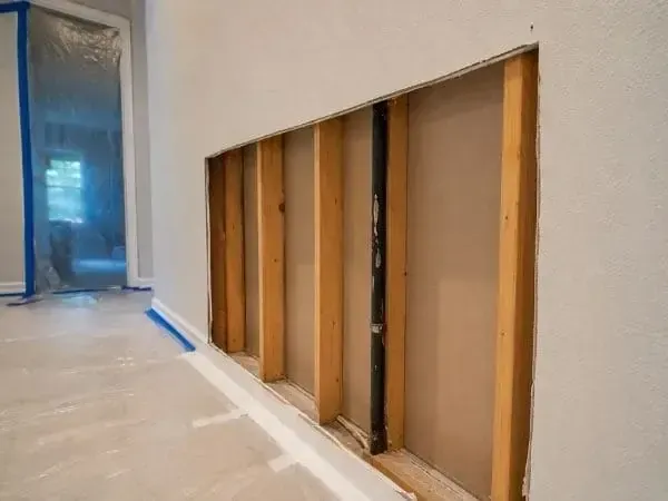 The same wall cavity clean and mold-free after professional remediation